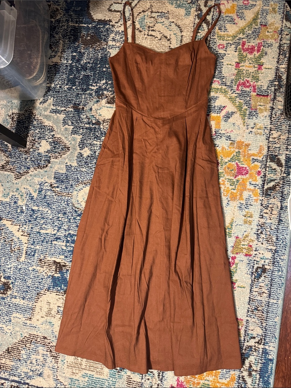 Joe's Jeans Rust Brown Midi Dress with Spaghetti Straps